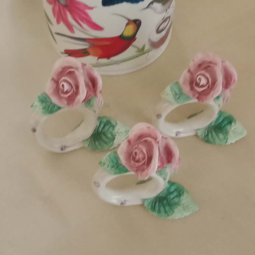 Vintage Fitz & Floyd Rose Napkin Rings